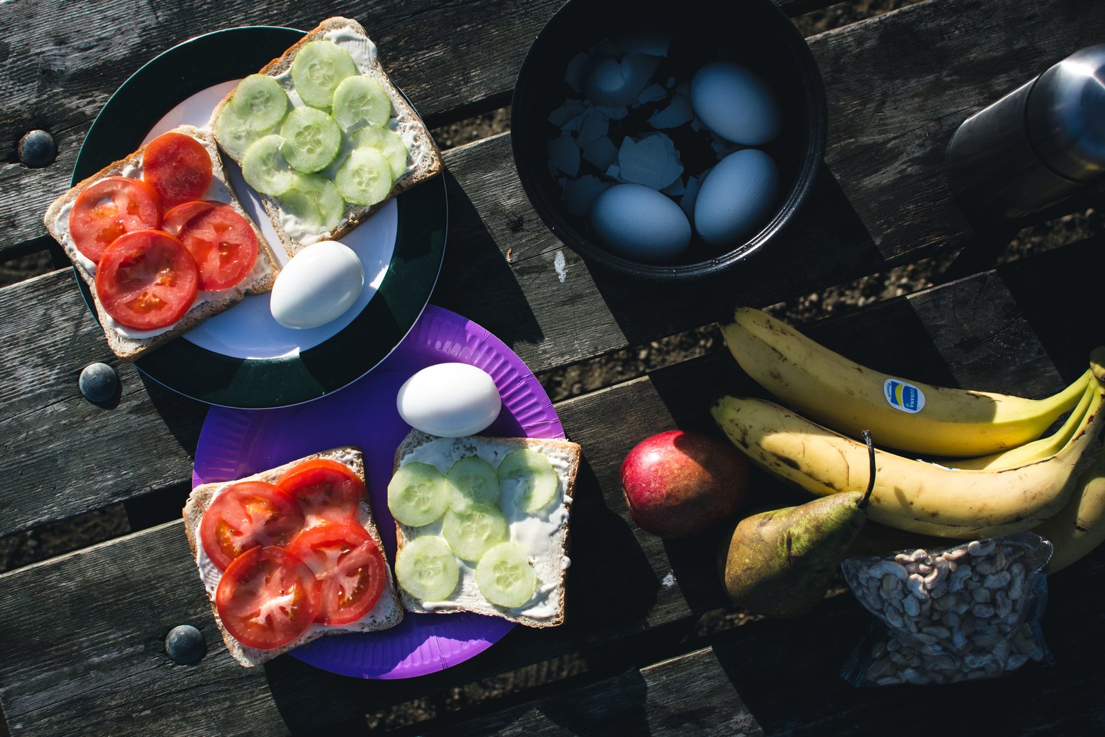 Camping breakfast in nature