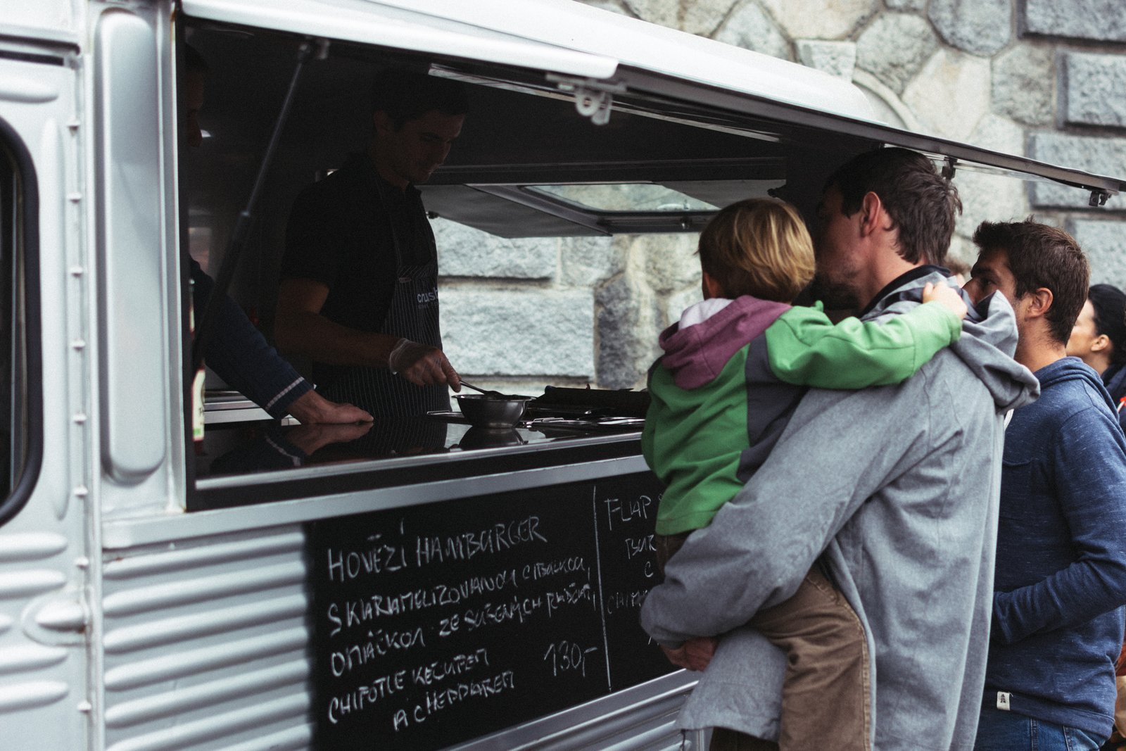 Food truck with beef burgers