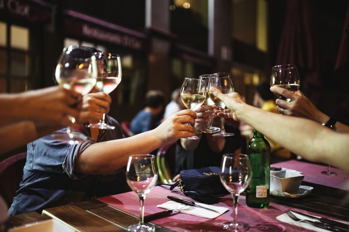 Toast with white wine
