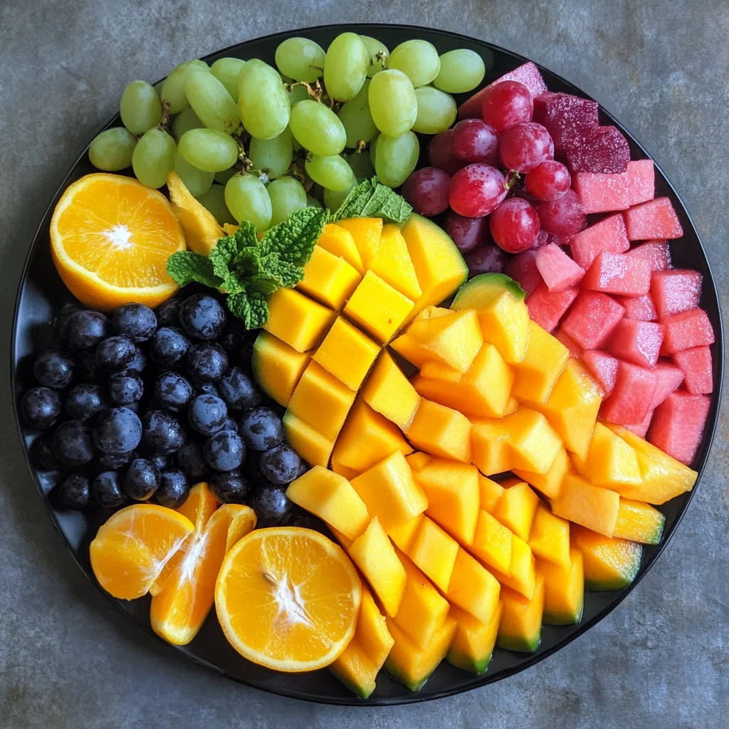 Colorful Fruit Salad Platter with Fresh Mint 1 colorful fruit salad platter with fresh mint