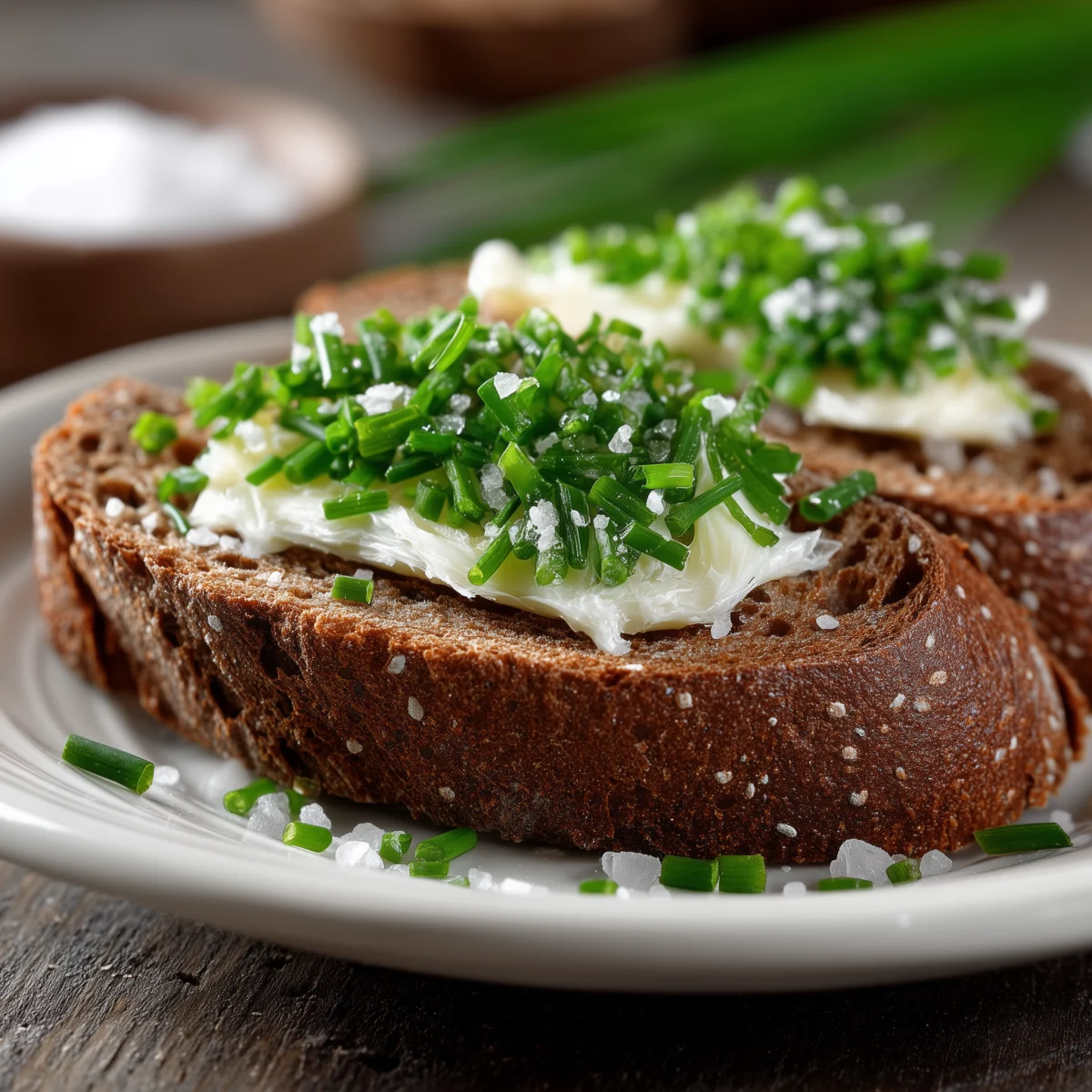Chive-Topped Bread with Creamy Butter Spread 1 chive topped bread with creamy butter spread