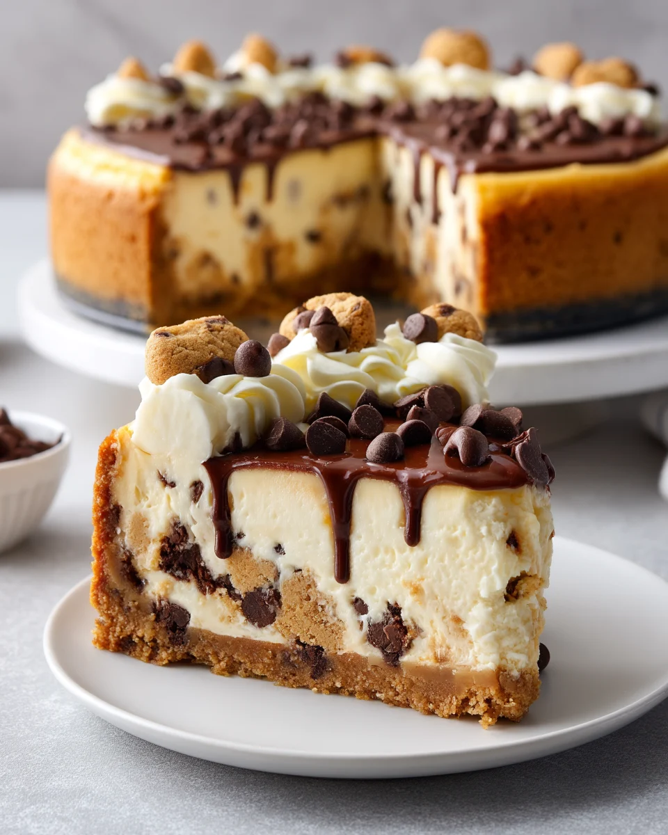 Chocolate Chip Cookie Dough Cheesecake Slice 1 chocolate chip cookie dough cheesecake slice