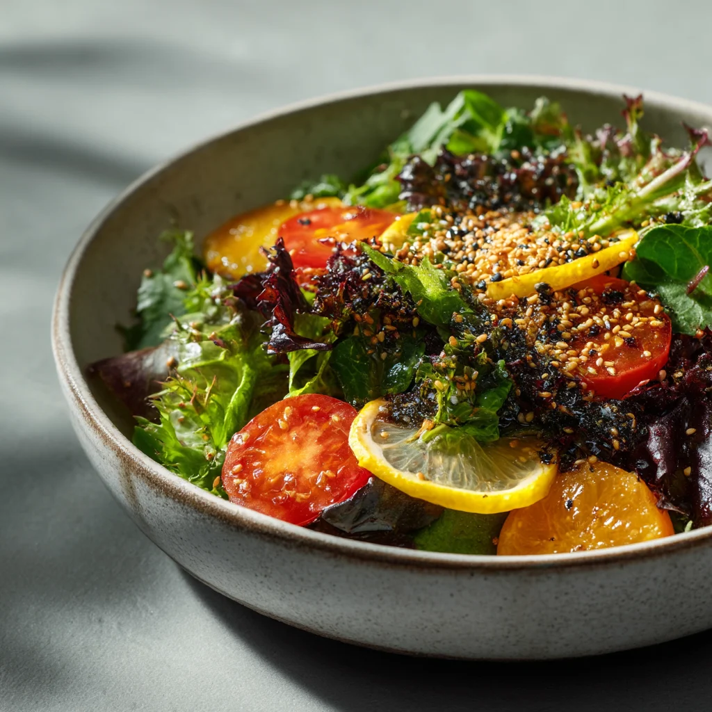 Colorful Fresh Salad with Citrus and Seeds 1 colorful fresh salad with citrus and seeds