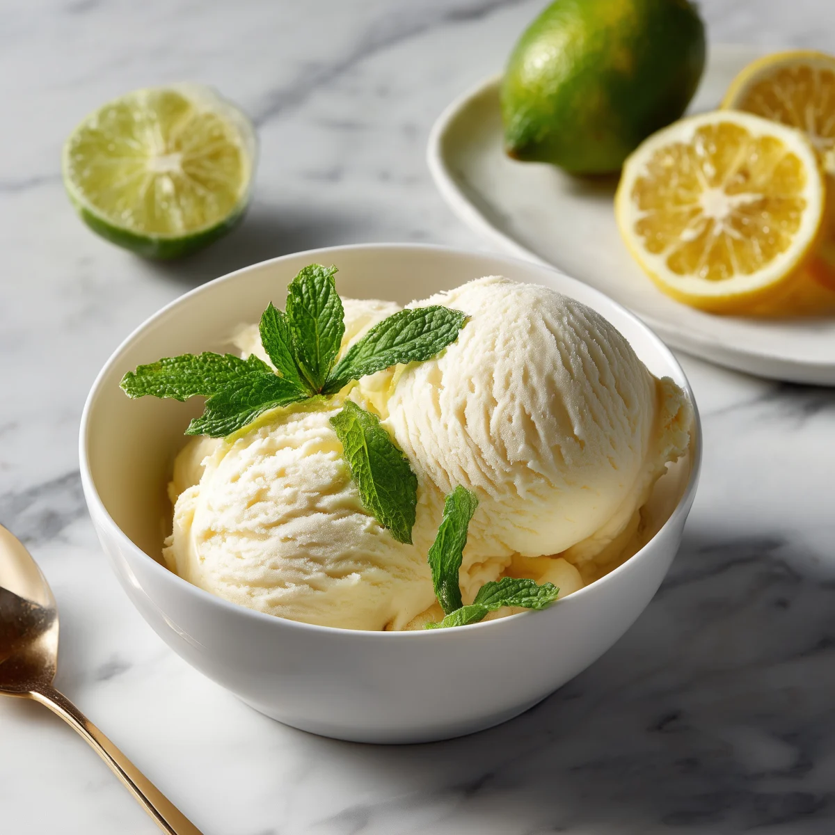Creamy Lime Ice Cream with Fresh Mint 1 creamy lime ice cream with fresh mint