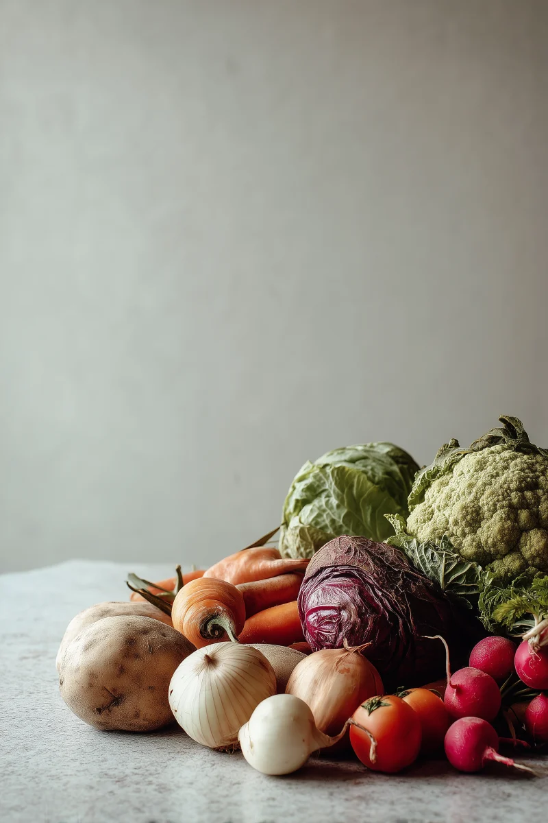 Fresh Garden Vegetables on Rustic Tabletop 1 fresh garden vegetables on rustic tabletop