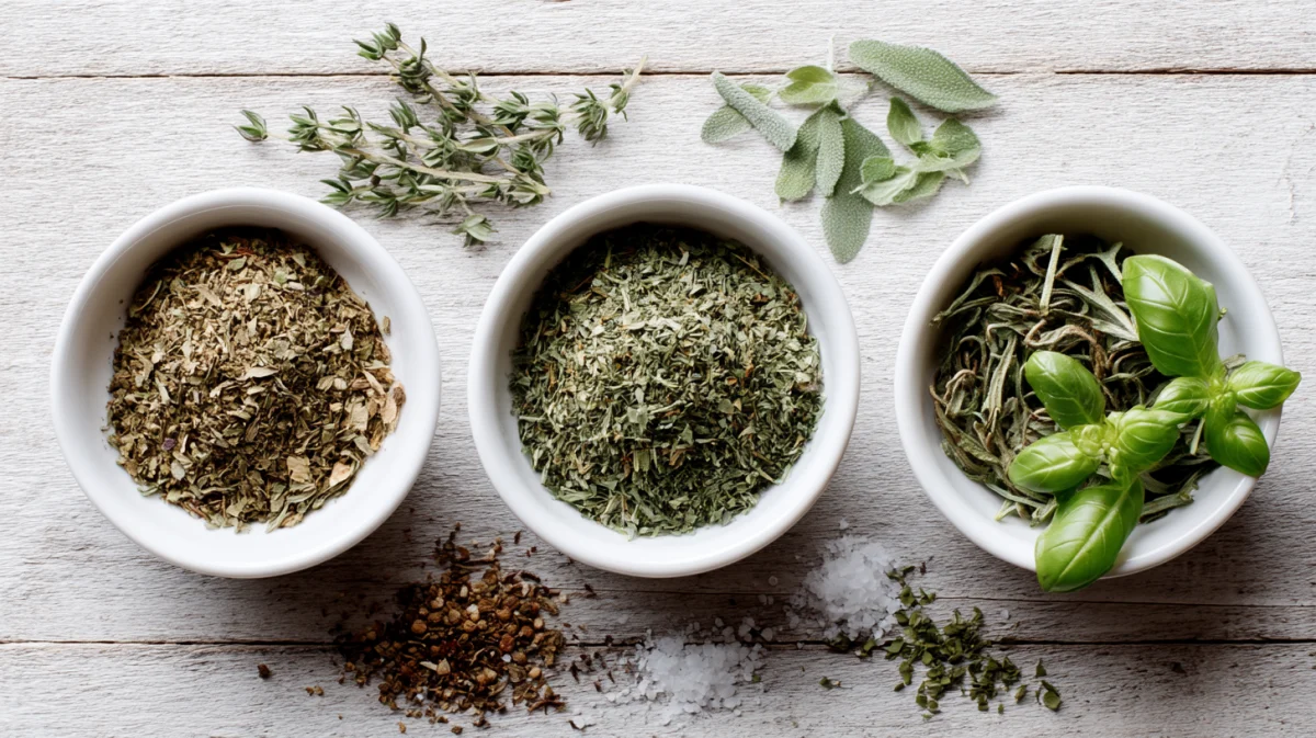 Fresh Herbs in Bowls on Rustic Background 1 fresh herbs in bowls on rustic background