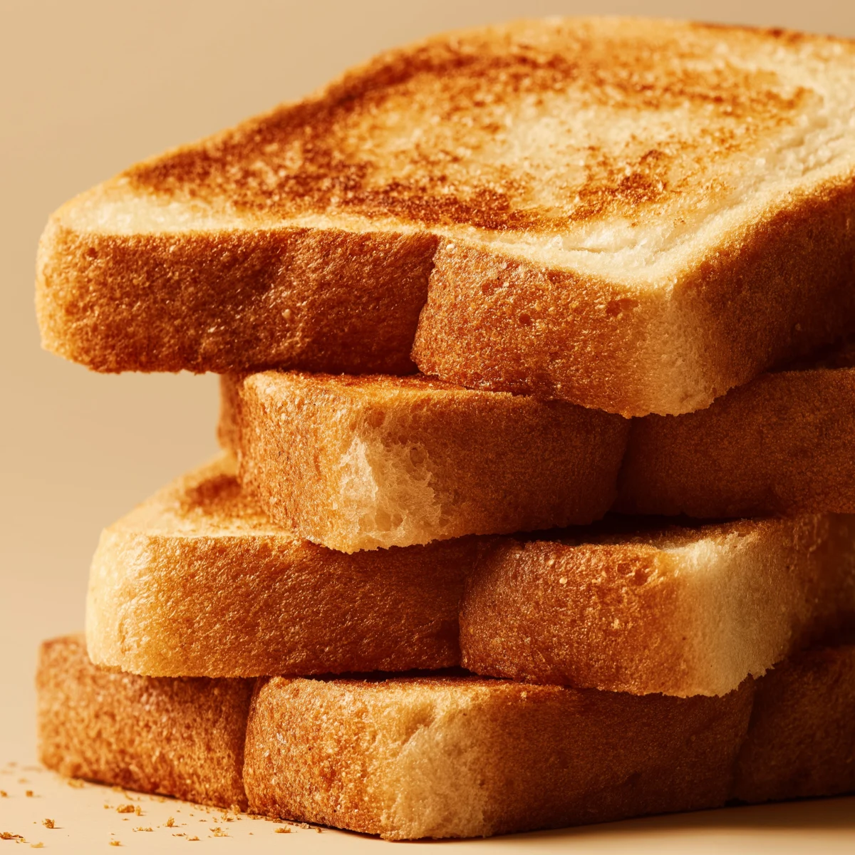Golden Toast Stacked on Neutral Background 1 golden toast stacked on neutral background