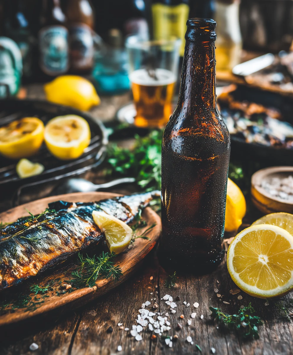 Grilled Fish Lemon Beer 1 grilled fish with lemon and craft beer