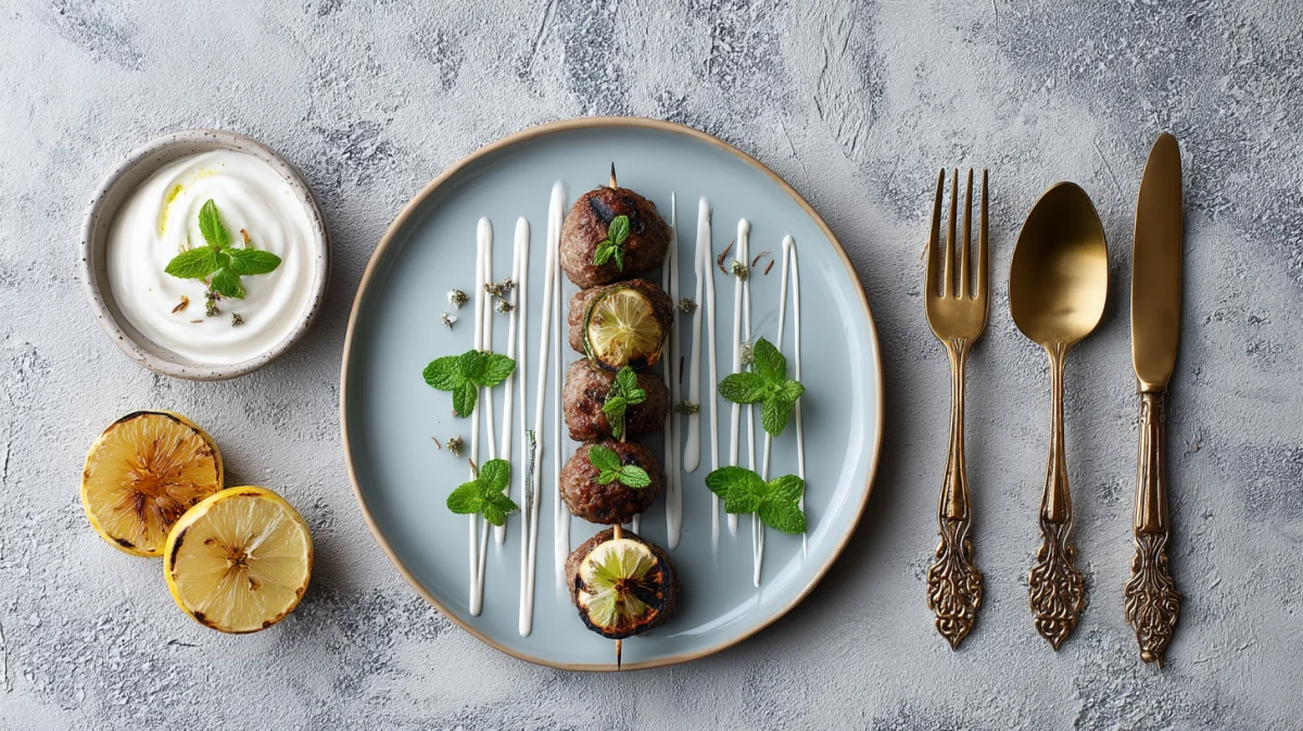 Grilled Meat Skewers with Lemon and Mint 1 grilled meat skewers with lemon and mint