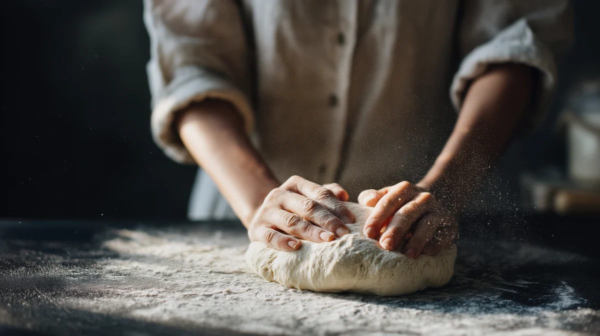 Hands Kneading Fresh Bread Dough 1 hands kneading fresh bread dough