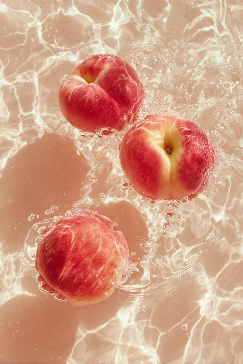 Juicy Peaches Splashing in Clear Water 1 juicy peaches splashing in clear water