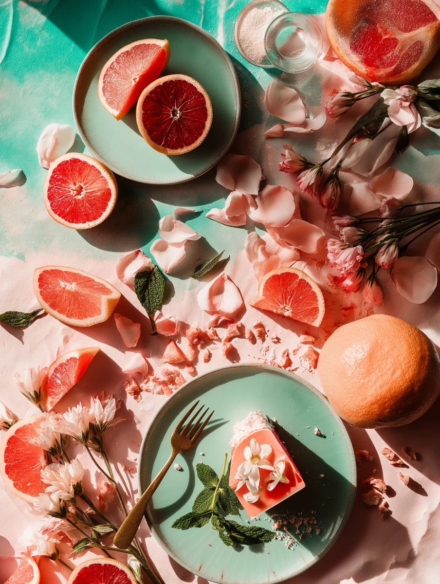 Refreshing Grapefruit Dessert with Floral Accents 1 refreshing grapefruit dessert with floral accents