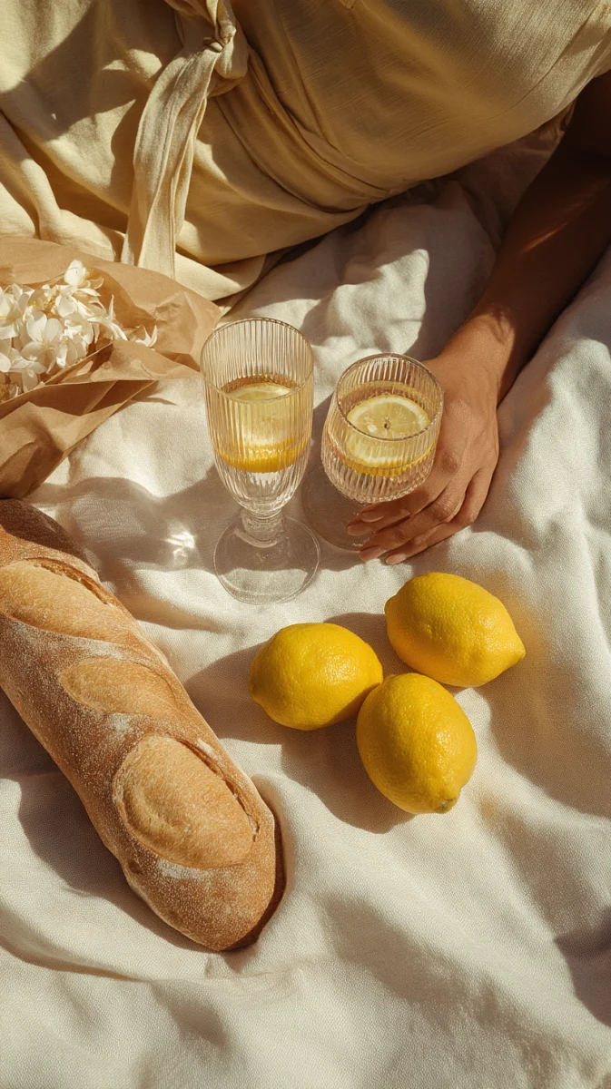 Refreshing Lemon Drinks with Fresh Baguette and Lemons 1 refreshing lemon drinks with fresh baguette and lemons