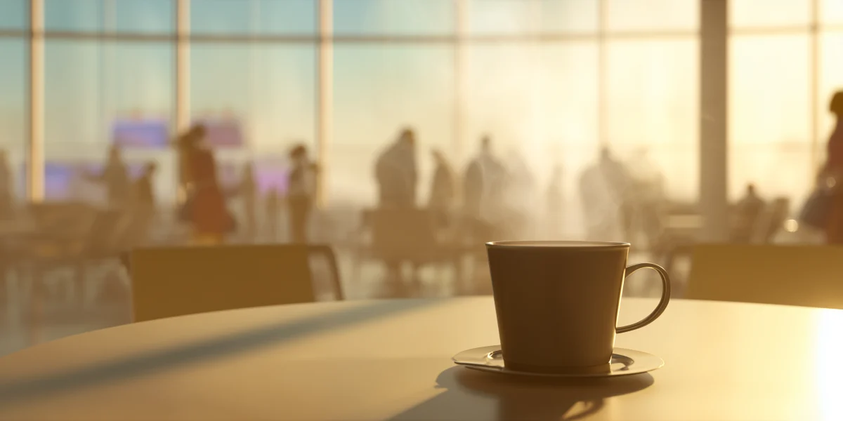Steaming Coffee Cup on a Sunlit Table 1 steaming coffee cup on a sunlit table