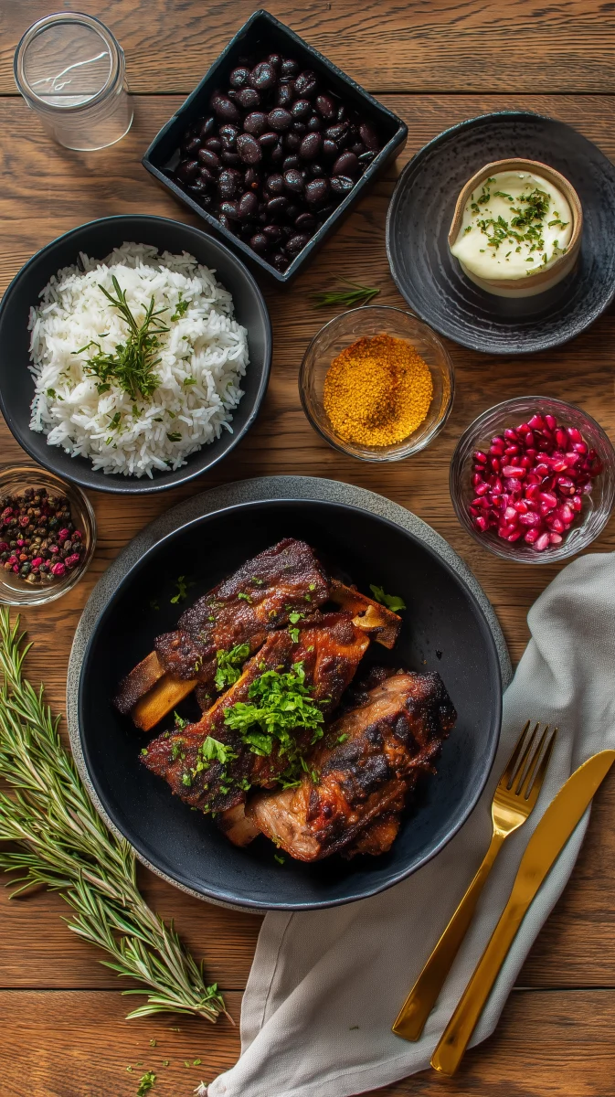 Tender Grilled Ribs with Rice and Black Beans 1 tender grilled ribs with rice and black beans