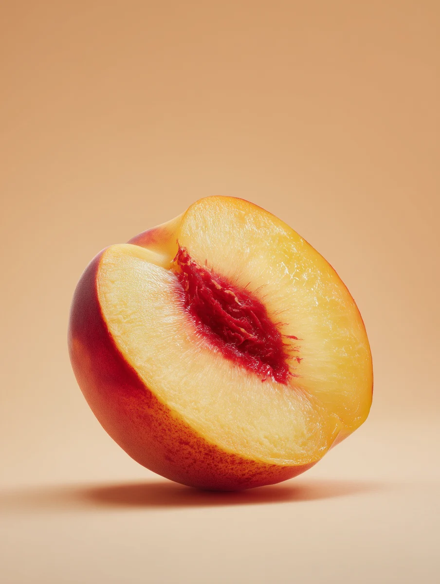 Vibrant Peach Half on Soft Background 1 vibrant peach half on soft background