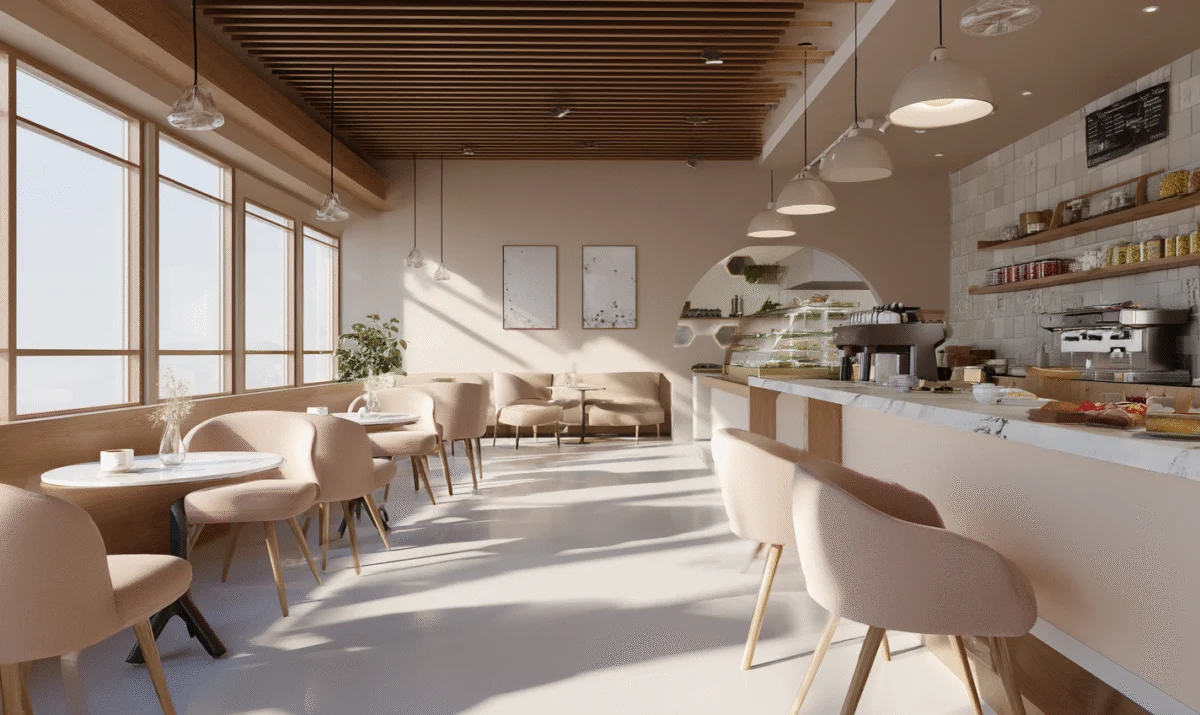 Cozy Cafe Interior with Natural Light 1 cozy cafe interior with natural light
