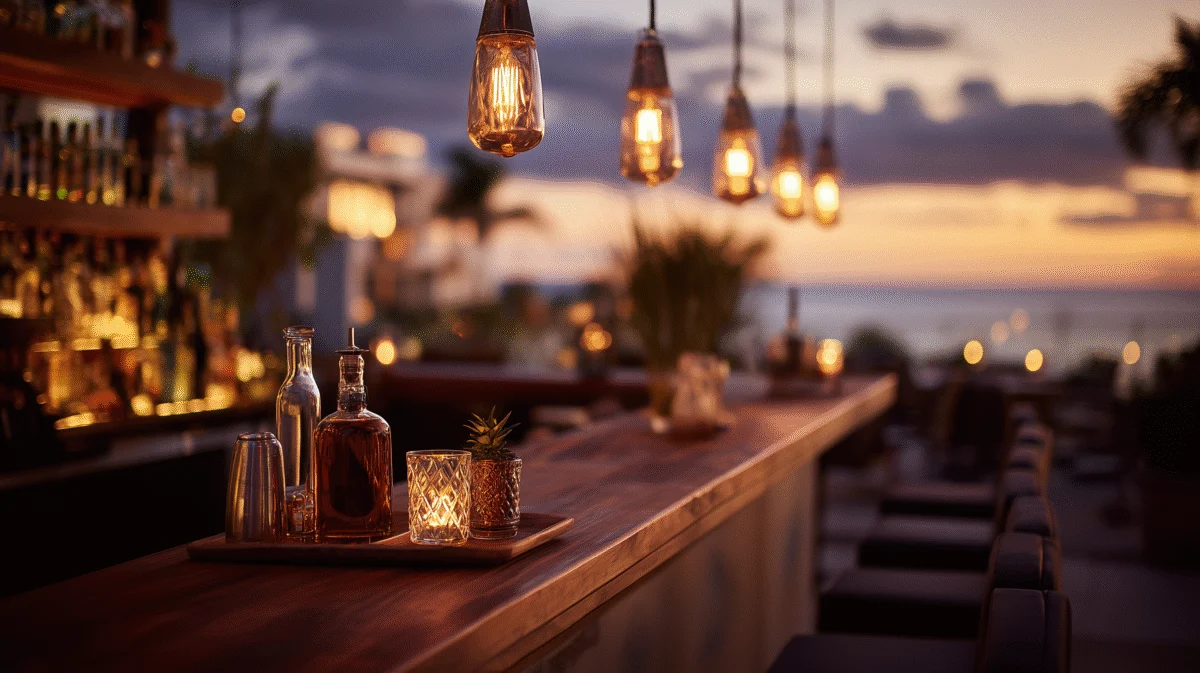 Cozy Cocktail Bar at Sunset 1 cozy cocktail bar at sunset