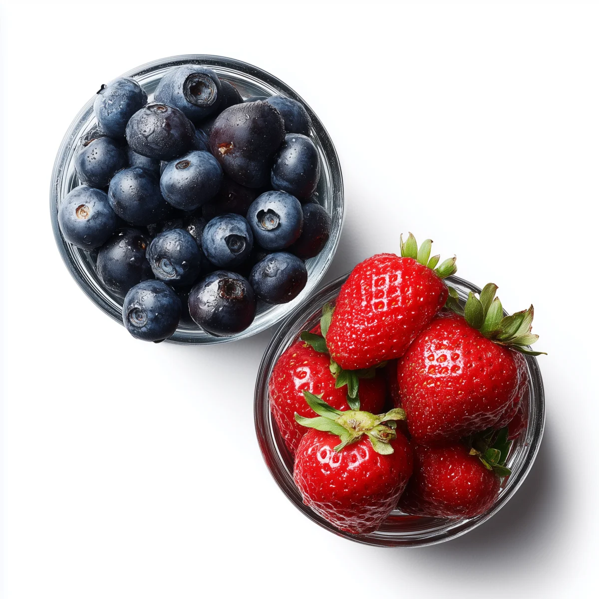 Fresh Blueberries and Strawberries in Bowls 1 fresh blueberries and strawberries in bowls