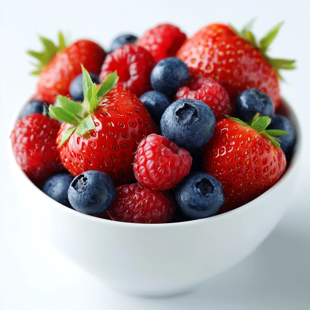 Fresh Mixed Berries in White Bowl 1 fresh mixed berries in white bowl