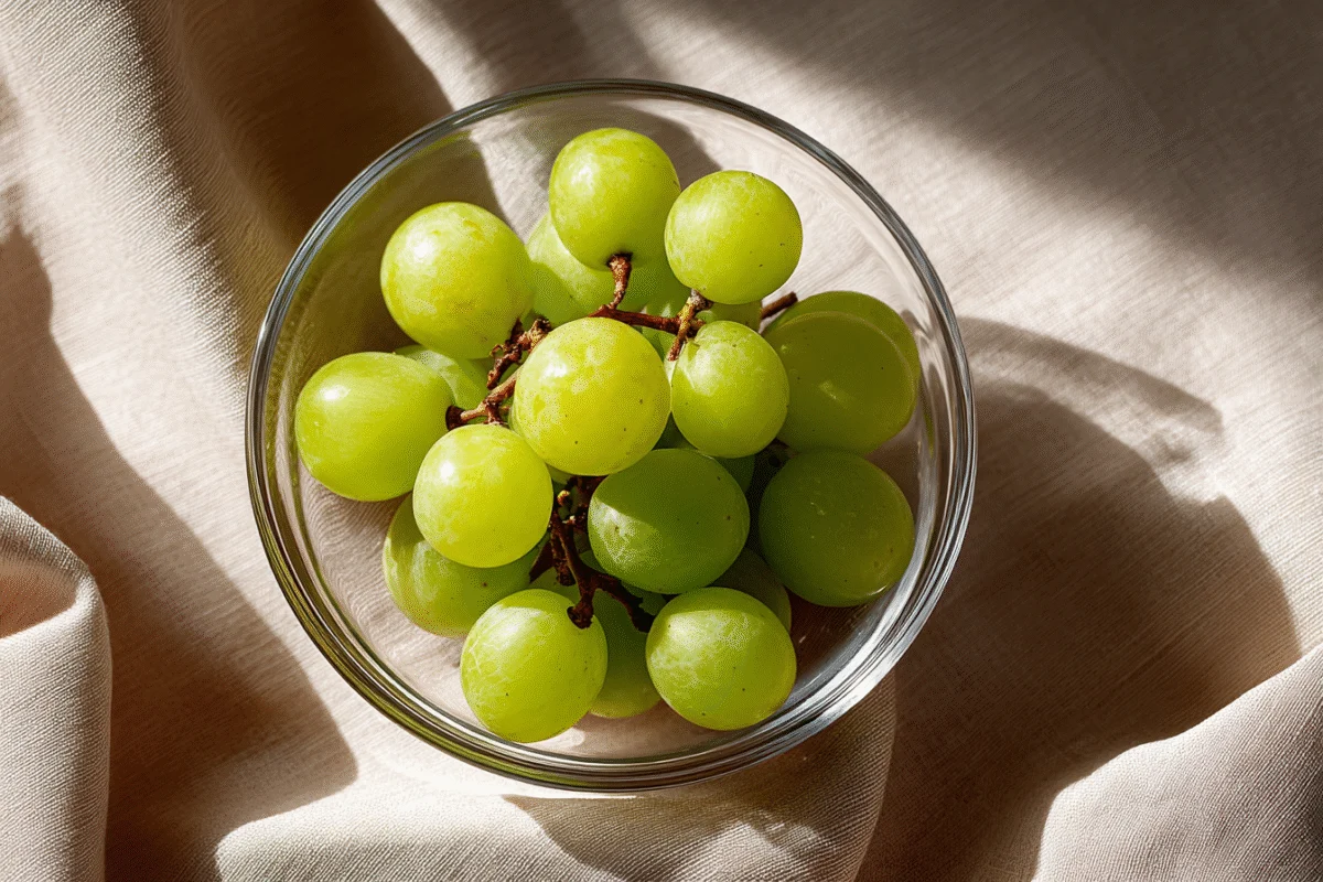 Juicy Green Grapes in Clear Bowl 1 juicy green grapes in clear bowl