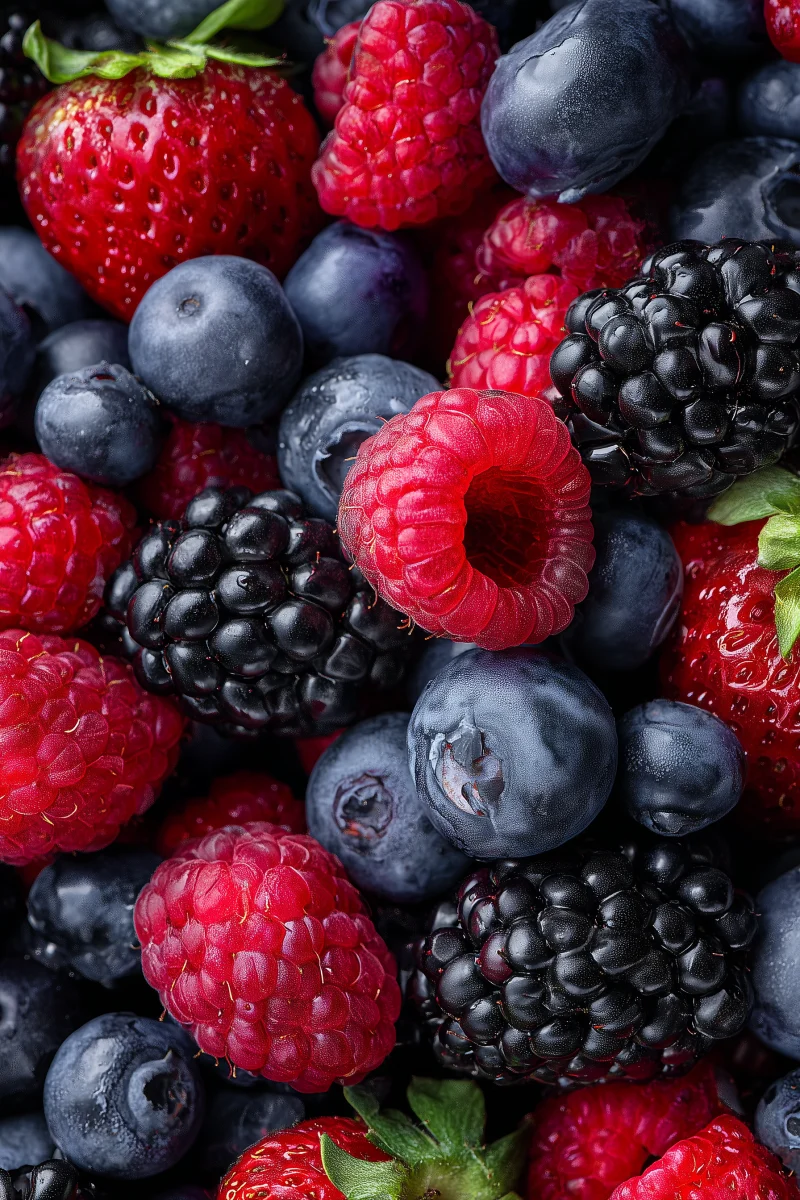 Mixed Berries Over Dark Background 1 mixed berries over dark background