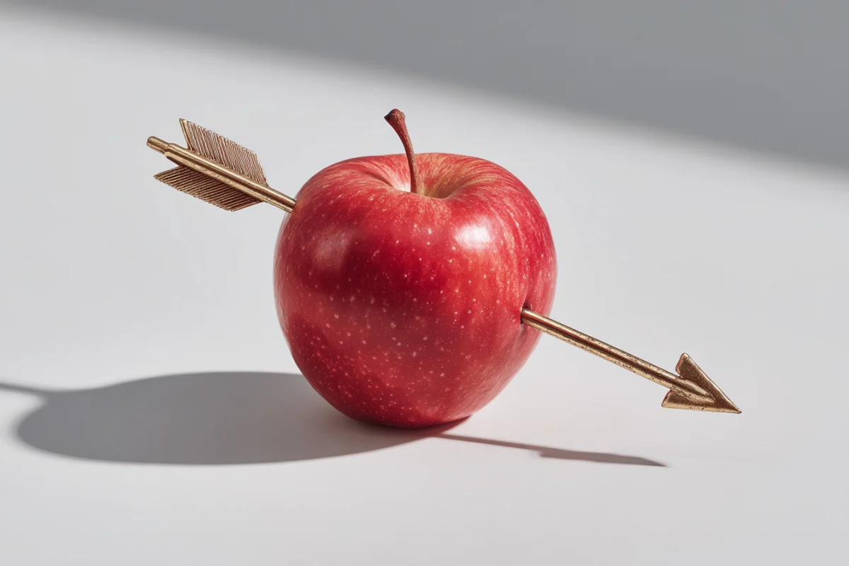 Red Apple with Golden Arrow Decoration 1 red apple with golden arrow decoration