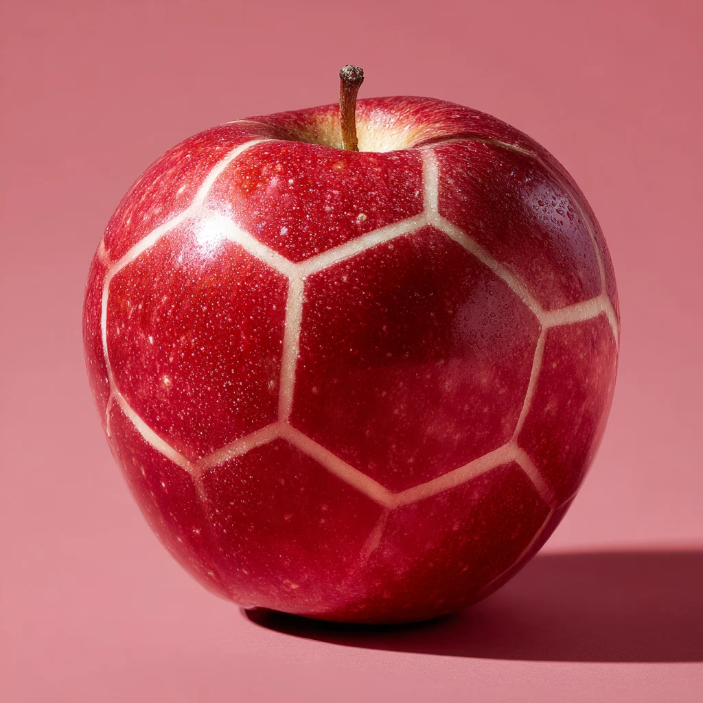 Unique Red Apple with Geometric Design 1 unique red apple with geometric design