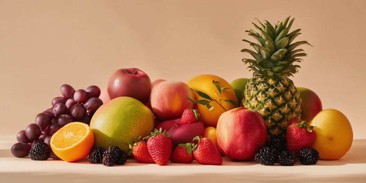 Vibrant Assortment of Fresh Fruits on Display 1 vibrant assortment of fresh fruits on display
