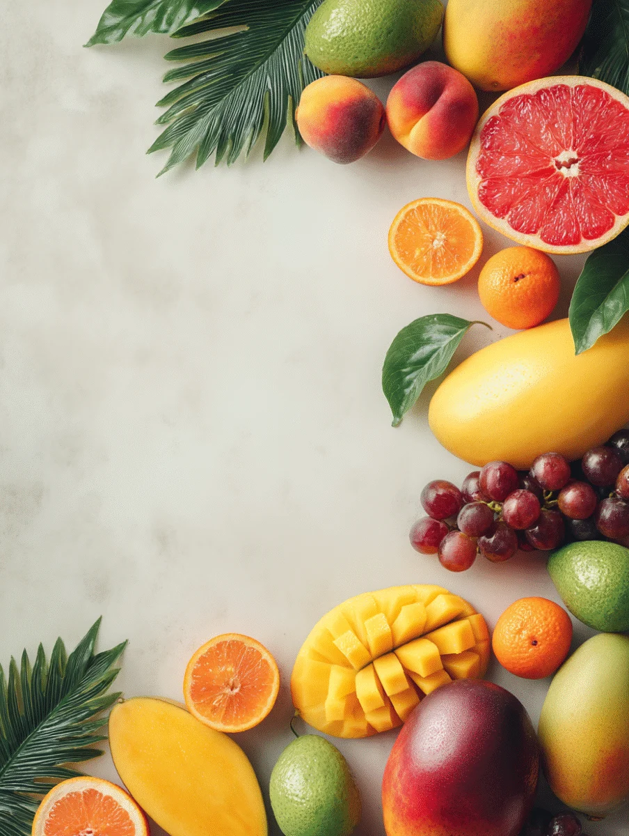 Vibrant Assortment of Fresh Tropical Fruits 1 vibrant assortment of fresh tropical fruits